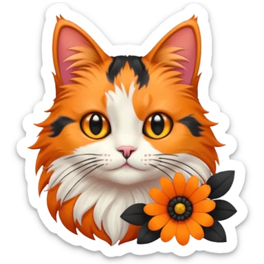 котик  з квітами  sticker