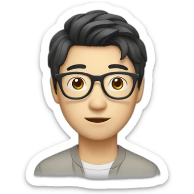 korean guy with glasses and curtain hairstyle sticker