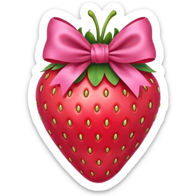 A strawberry with a bow   pink no face sticker