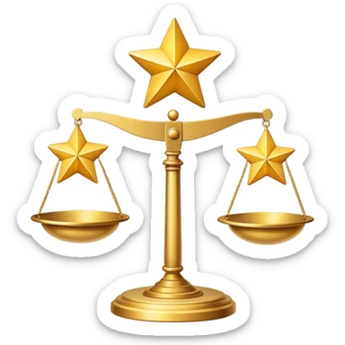 A scale balancing one big star on one side and two smaller stars on the other side sticker
