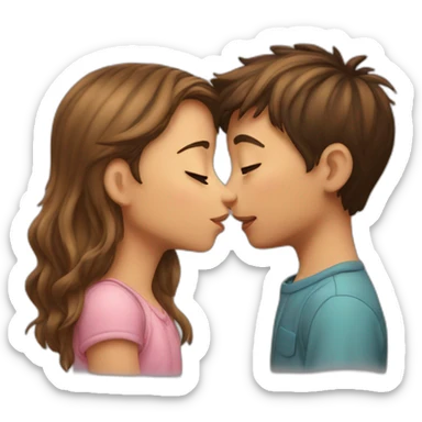 Kiss between boy and girl sticker