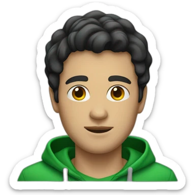 Black-haired white guy in green hoodie  sticker