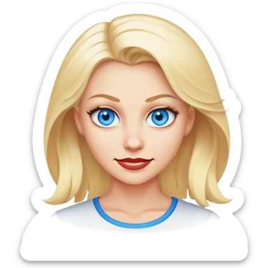 blonde hair blue eyes woman smirking with evil expression sticker