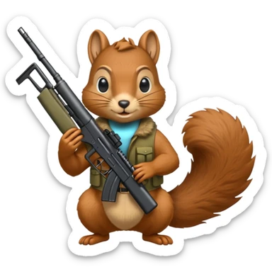 Squirrel holding xm7 assault rifle sticker