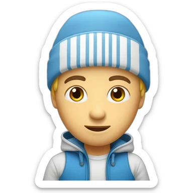 homme blanc avec un bonnet bleu sticker
