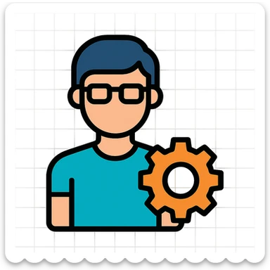 developer icon with gear, clean, modern, minimal, suitable for UI, no text sticker