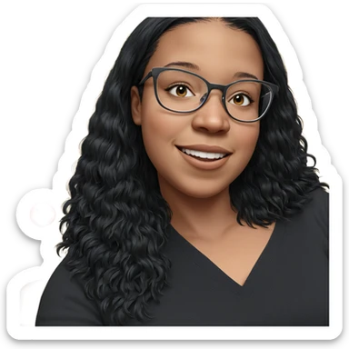 smiling girl with black hair sticker