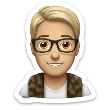 White Man with glasses with raccoon sticker