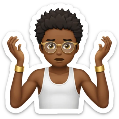black boy in stringer with gold glasses frustrated pulling hair sticker