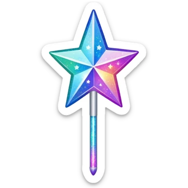 shiny and sparkly glitter magic wand with a star tip sticker