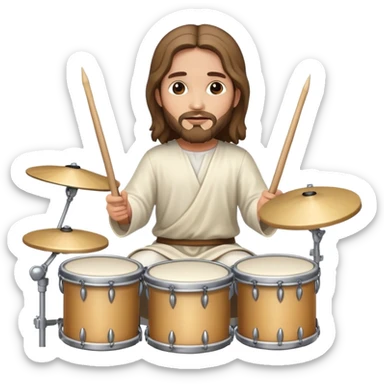 Jesus playing drums sticker