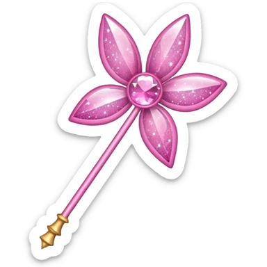 Fairy wand  pink with glitter  sticker