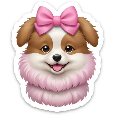dog wearing a pink bow sticker