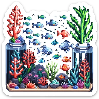 aquarium with coral and sea creatures sticker