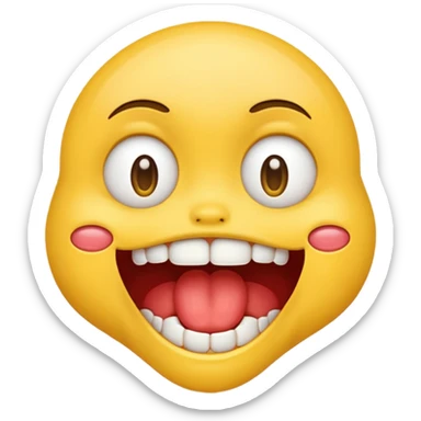 Emoji with 2 front teeth drewling with eyes looking different direction sticker