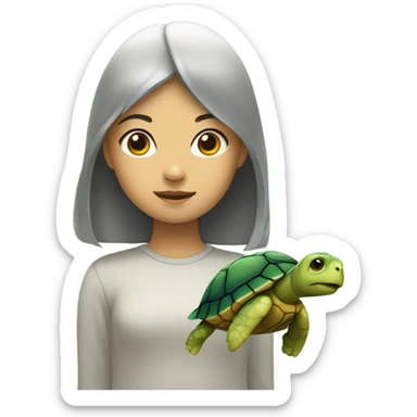 asian girl head attached to turtle body sticker
