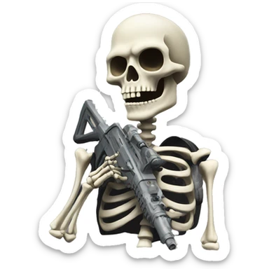 Skeleton playing call of duty sticker