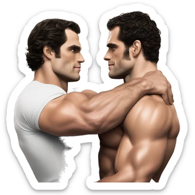  Henry cavill and henry cavill bodybuilders hug realistic sticker