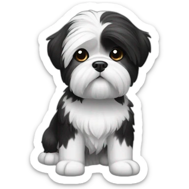 black and white shi tzu sticker