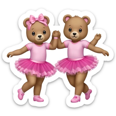 Mom and daughter bears dancing at pink pony club sticker