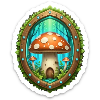 magical mushroom shield object icon, shield crafted from mushroom bark, glowing spores, fantasy forest design, soft green-blue aura, 3D cartoon, mobile game icon style, centered, clean background, no text, no watermark
 
 sticker