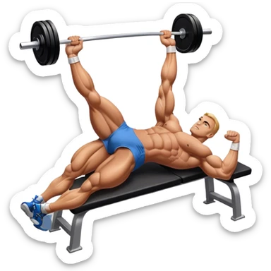side-view bodybuilder lying down barbell glute-bridges sticker