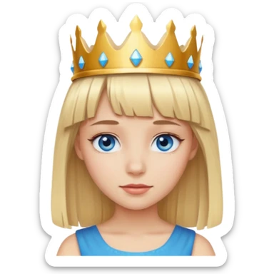 simple Blonde girl with bangs and blue eyes, and a simple crown sticker