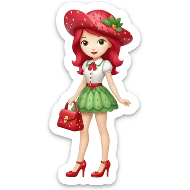 pretty and cute realistic modern day strawberry shortcake full body with high heels sticker