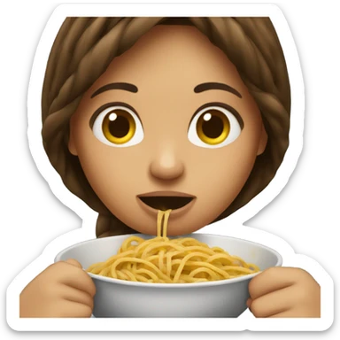 Girl with brunette hair eating spaghetti  sticker