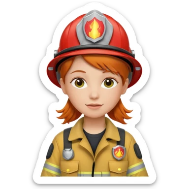 girl fireman with ginger hair sticker