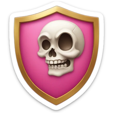cartoon skull on a pink shield sticker