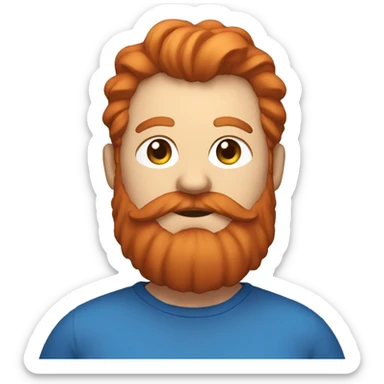 caseoh, a fat streamer with red hair and a long beard and blue shirt sticker