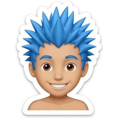 blue spiky haired kid  sticker