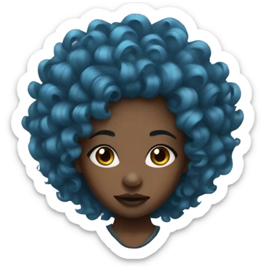 black girl with curly blue hair and a septum piercing  sticker