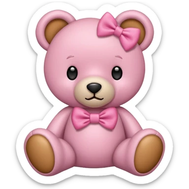 pink bow teddy bear solo sticker