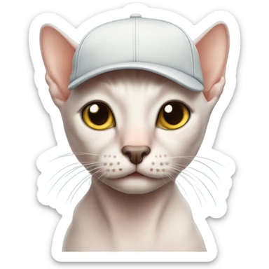 Hairless cat with backwards baseball cap  sticker