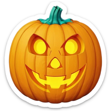 glowing jack-o'-lantern, only purple and cyan colors sticker