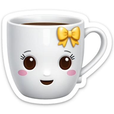 Coffee mug with bow sticker