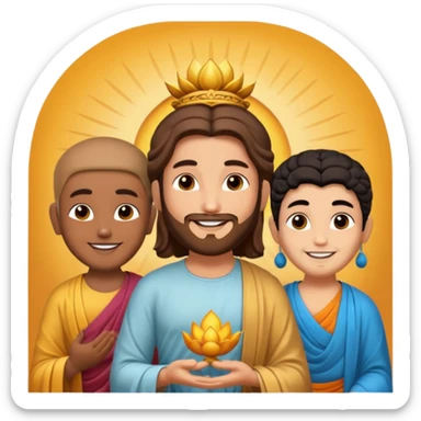 create an emoji of Jesus Budha and Krishna together sticker