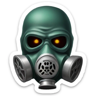 Angry Skull wearing full face gas mask sticker