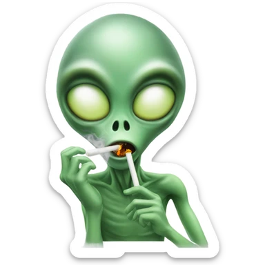 Alien smoking marijuana  sticker