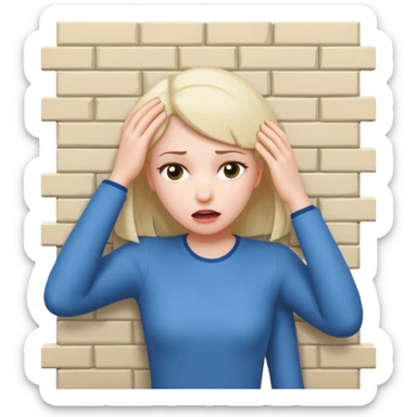 girl banging her head into wall sticker