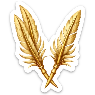 two golden quills crossing in front of each other sticker