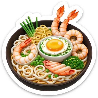 Udon 3d estetik with many delicious toppings sticker
