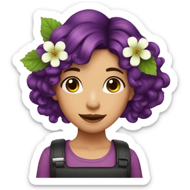 Girl with blackberry hair anda blackberry flower sticker