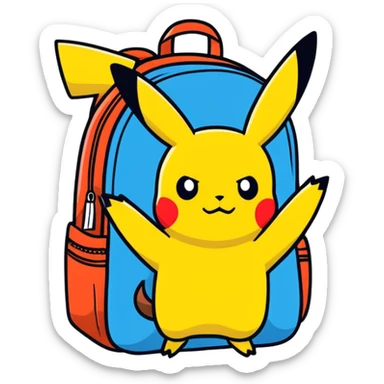 Pikachu with a backpack  sticker