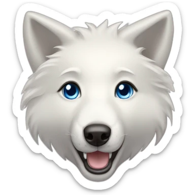 White wolf dog blue eyes short hair and smile sticker