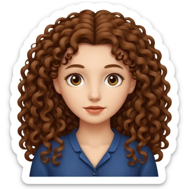 persona mujer con piel clara y rizos suaves color café y largos sticker