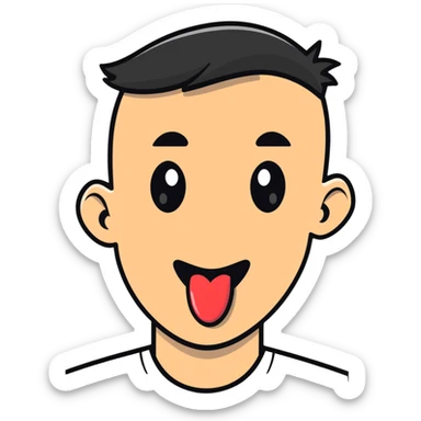 profile view of a man sticking his tongue out, facing left sticker