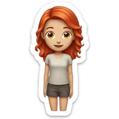 girl with medium red hair sticker